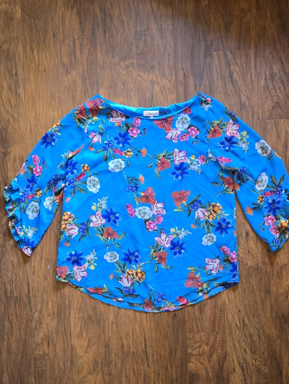 Calvin Klein Bright Blue Floral Blouse